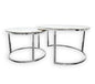 Nesting Style Coffee Table - White on Silver Stainless Steel - 80cm/60cm - Cosy Abode