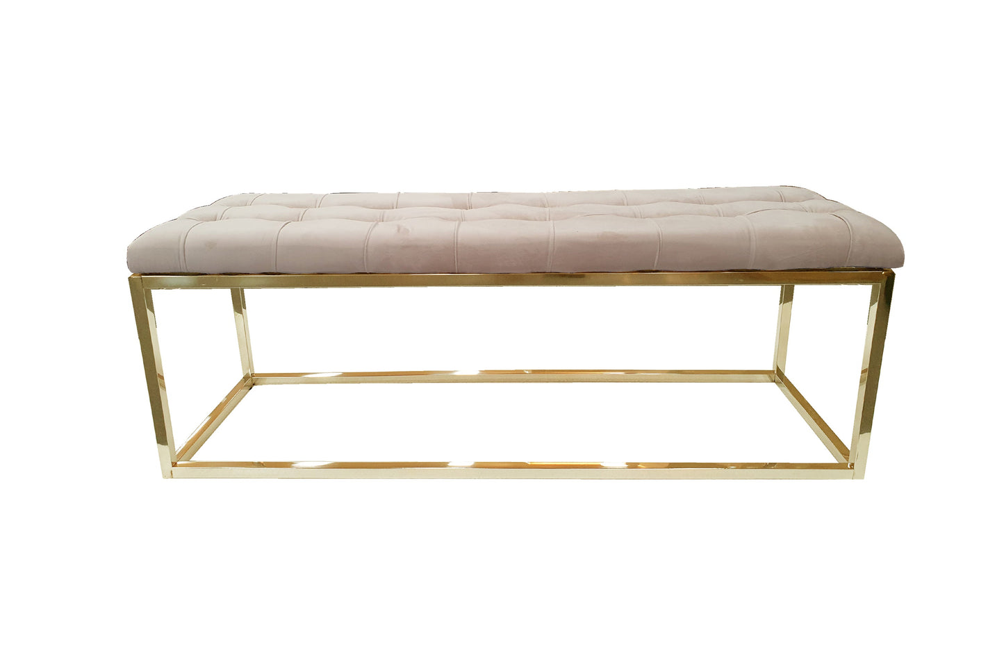 Holly Ottoman Gold Base - Beige Seat - Cosy Abode