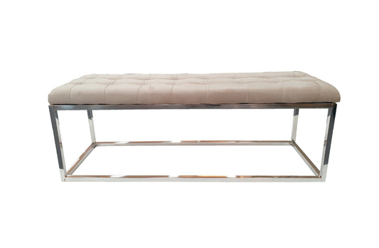 Holly Ottoman Silver Base -  Beige Seat - Cosy Abode