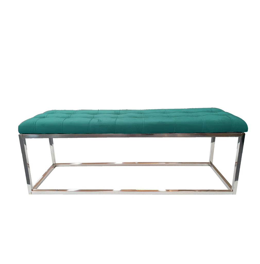Holly Silver / Green Ottoman - Cosy Abode