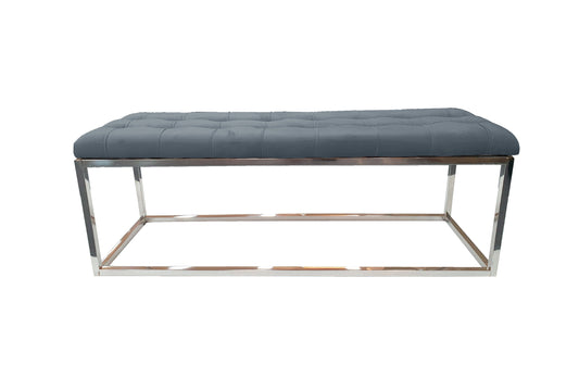 Holly Ottoman Silver Base - Dark Grey Seat - Cosy Abode