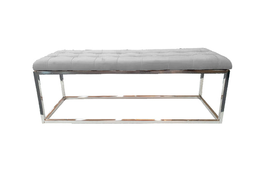 Holly Ottoman Silver Base - light Grey Seat - Cosy Abode