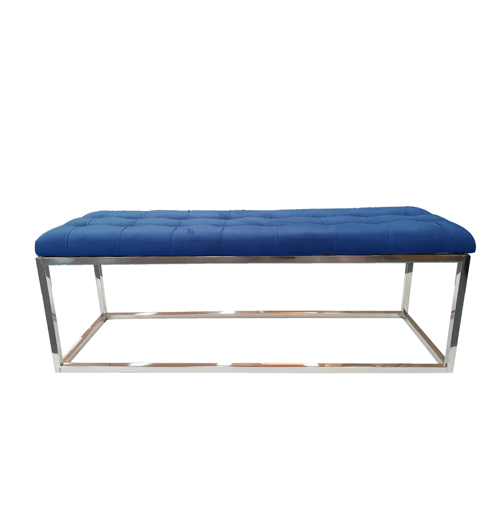 Holly Silver / Blue Ottoman - Cosy Abode