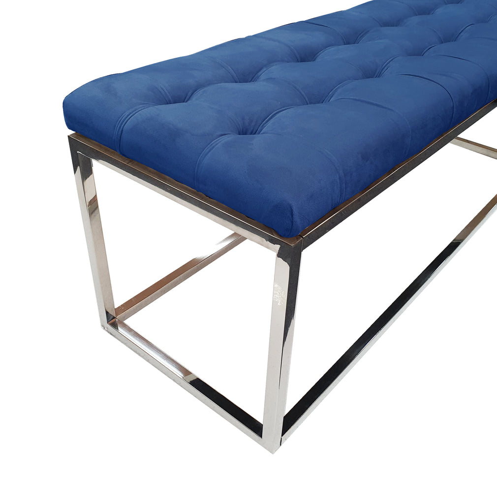 Holly Silver / Blue Ottoman - Cosy Abode