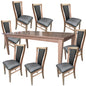 Fairmont 9pc Set 210cm Dining Table Chair PU Leather Seat Padded Back Oak Wood - Cosy Abode