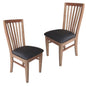Fairmont 2pc Set Dining Chair PU Leather Seat Slat Back Solid Oak Timber Wood - Cosy Abode