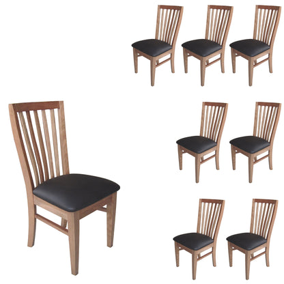 Fairmont 8pc Set Dining Chair PU Leather Seat Slat Back Solid Oak Timber Wood - Cosy Abode