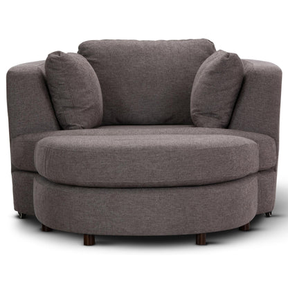 Sunshine Single Sofa Love Chair Fabric Swivel Armchair Ottoman Set - Grey - Cosy Abode