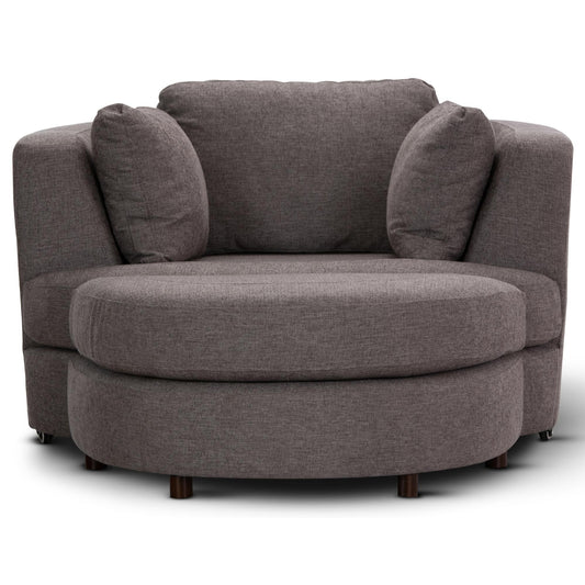 Sunshine Single Sofa Love Chair Fabric Swivel Armchair Ottoman Set - Grey - Cosy Abode