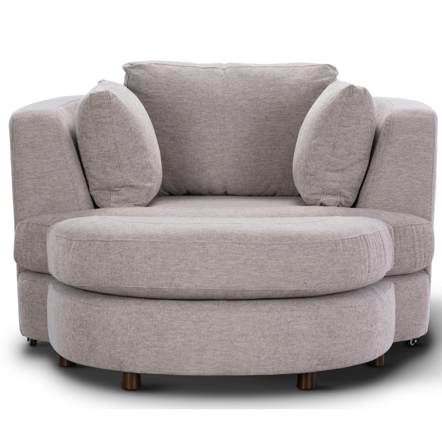 Sunshine Single Sofa Love Chair Fabric Swivel Armchair Ottoman Set - Steel - Cosy Abode