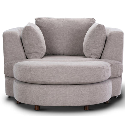 Sunshine Single Sofa Love Chair Fabric Swivel Armchair Ottoman Set - Steel - Cosy Abode