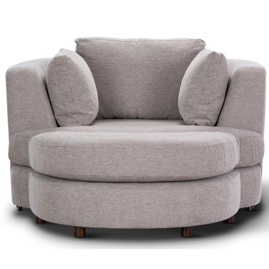 Sunshine Single Sofa Love Chair Fabric Swivel Armchair Ottoman Set - Steel - Cosy Abode