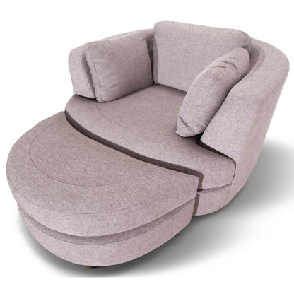 Sunshine Single Sofa Love Chair Fabric Swivel Armchair Ottoman Set - Steel - Cosy Abode