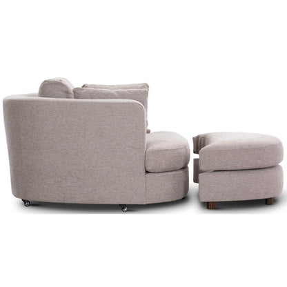 Sunshine Single Sofa Love Chair Fabric Swivel Armchair Ottoman Set - Steel - Cosy Abode