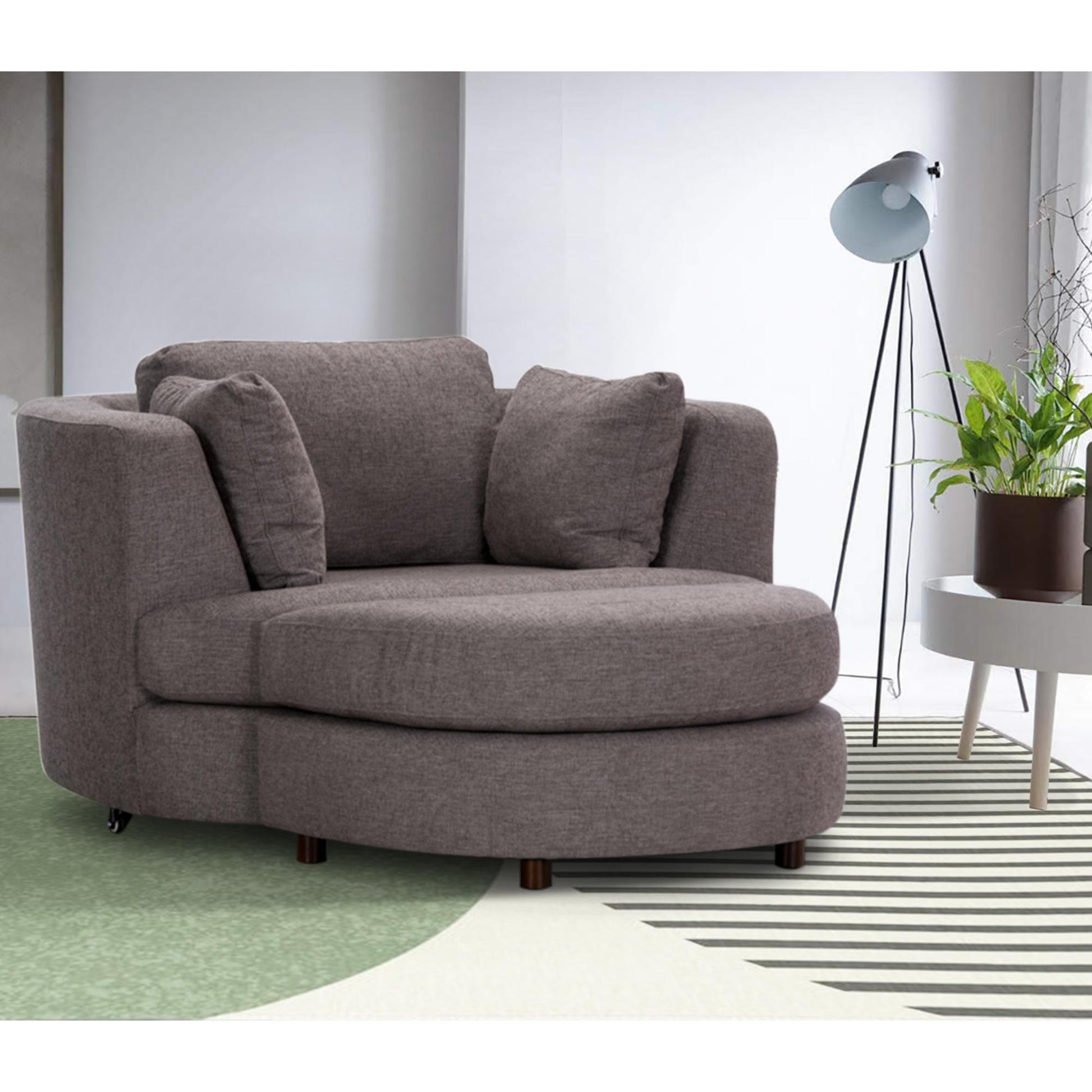 Sunshine Fabric Swivel Ottoman Foot Stool for Single Sofa Chair - Grey - Cosy Abode