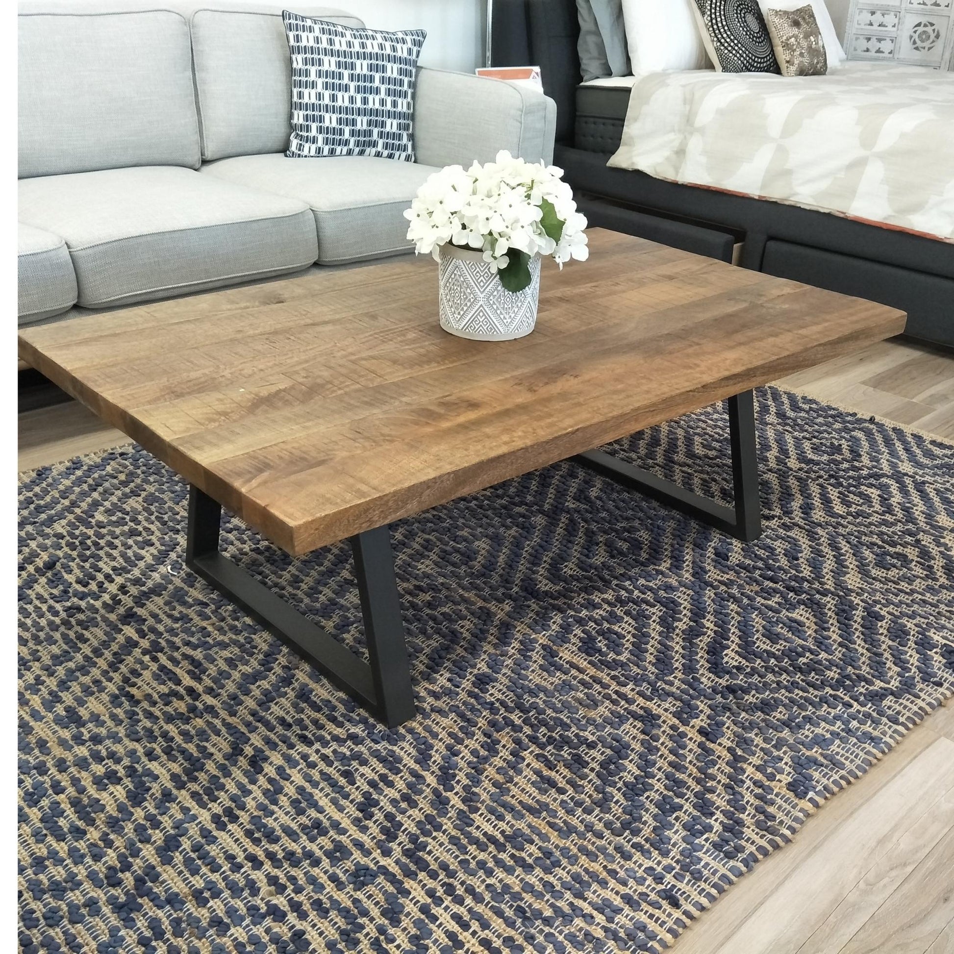 Begonia Coffee Table 130cm Live Edge Solid Mango Wood Unique Furniture - Natural - Cosy Abode