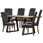 Begonia 7pc Dining Set 180cm Live Edge Table 6 Charcoal Fabric Chair Mango Wood - Cosy Abode