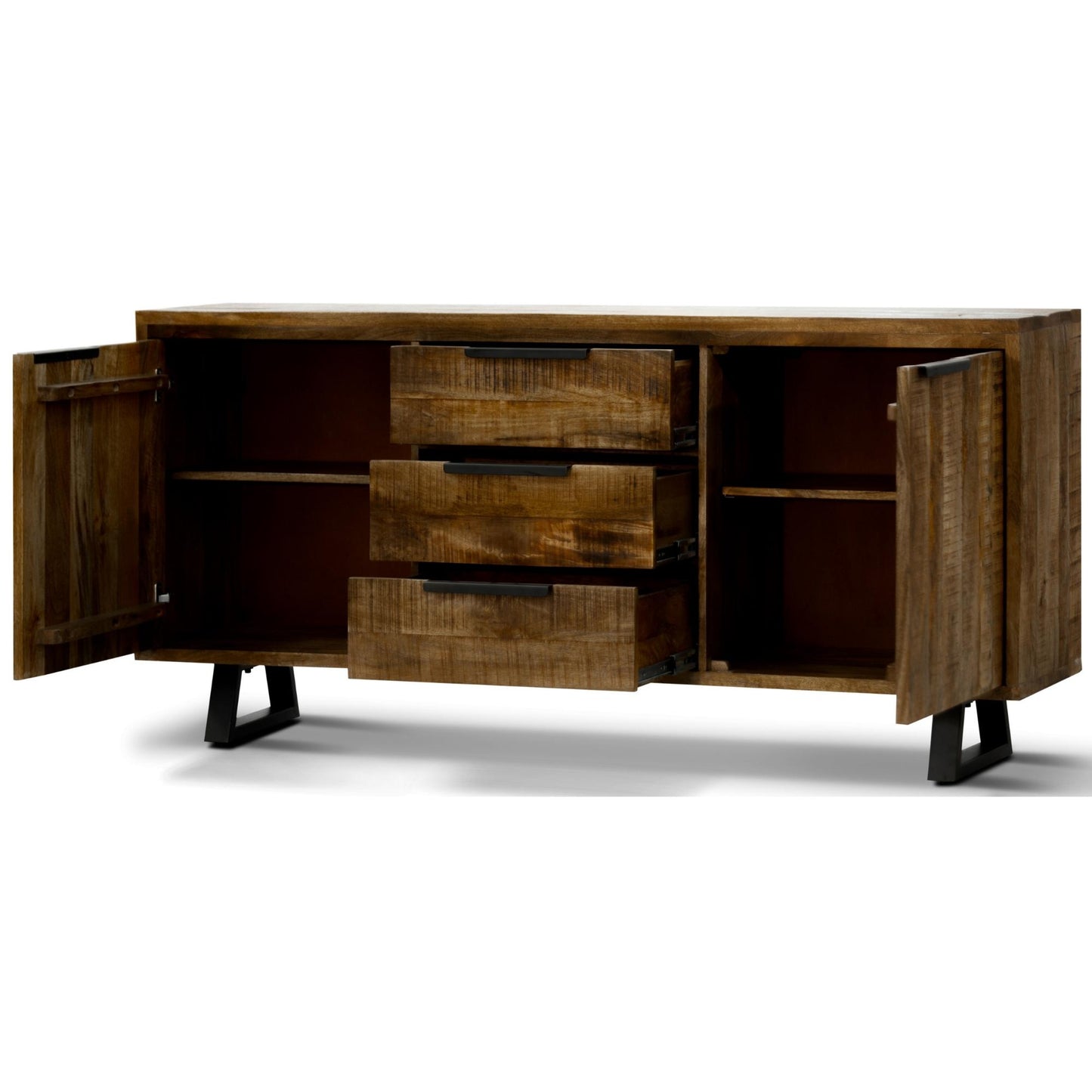 Begonia Buffet Sideboard Table 170cm 2 Door 3 Drawer Mango Wood Unique Furniture - Cosy Abode