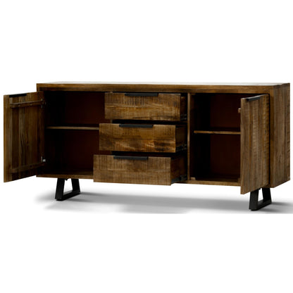 Begonia Buffet Sideboard Table 170cm 2 Door 3 Drawer Mango Wood Unique Furniture - Cosy Abode
