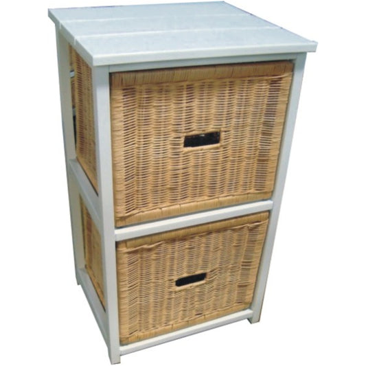 Hyssop 2 Chest of Drawers Cane Bedroom Kitchen Bathroom Storage Tallboy Shelf - Cosy Abode
