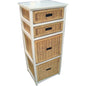Hyssop Tallboy 4 Chest of Drawers Cane Bedroom Kitchen Bathroom Storage Shelf - Cosy Abode