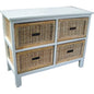 Hyssop Tallboy Wide 4 Chest of Drawers Cane Bedroom Kitchen Bathroom Storage - Cosy Abode
