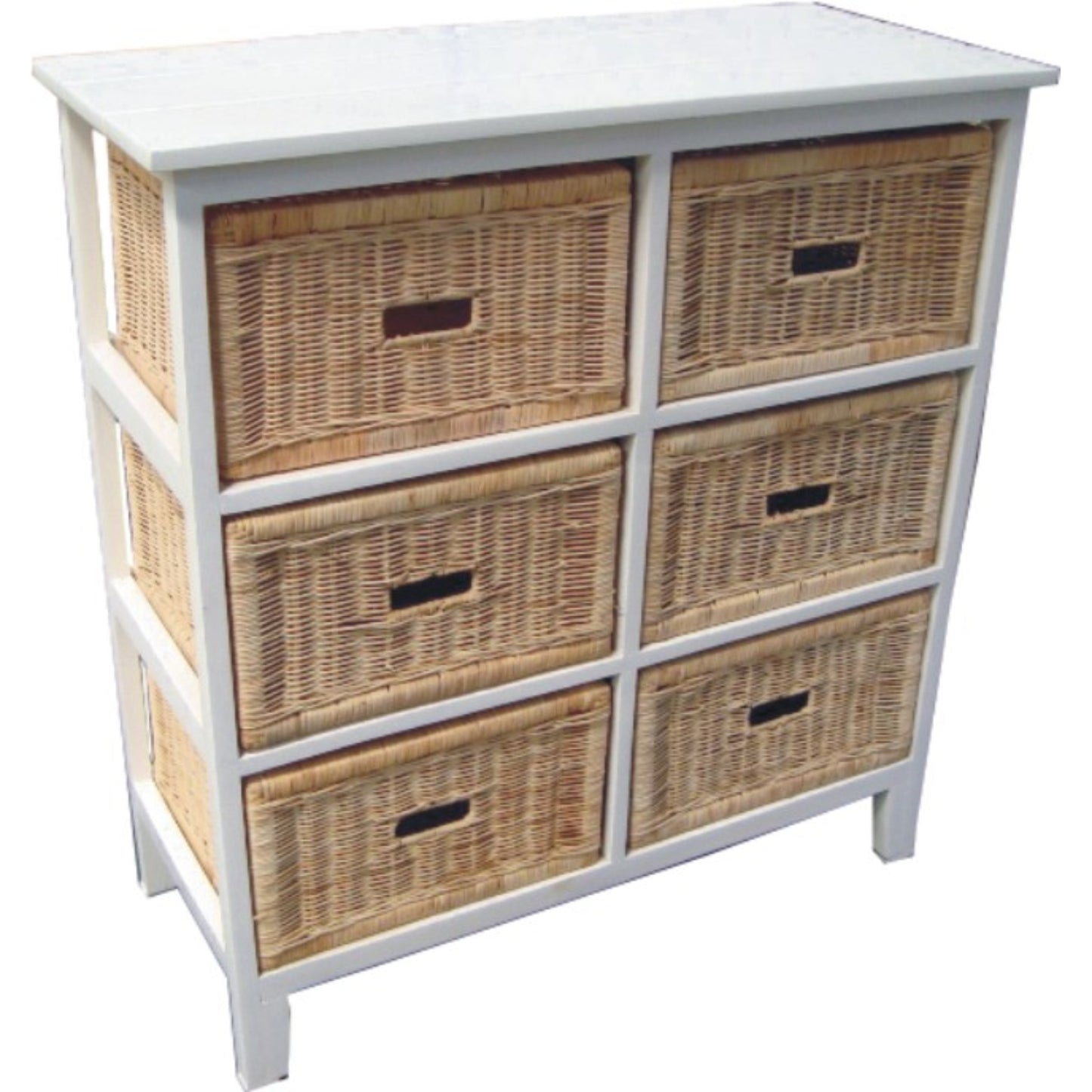 Hyssop Tallboy 6 Chest of Drawers Cane Bedroom Kitchen Bathroom Storage Shelf - Cosy Abode