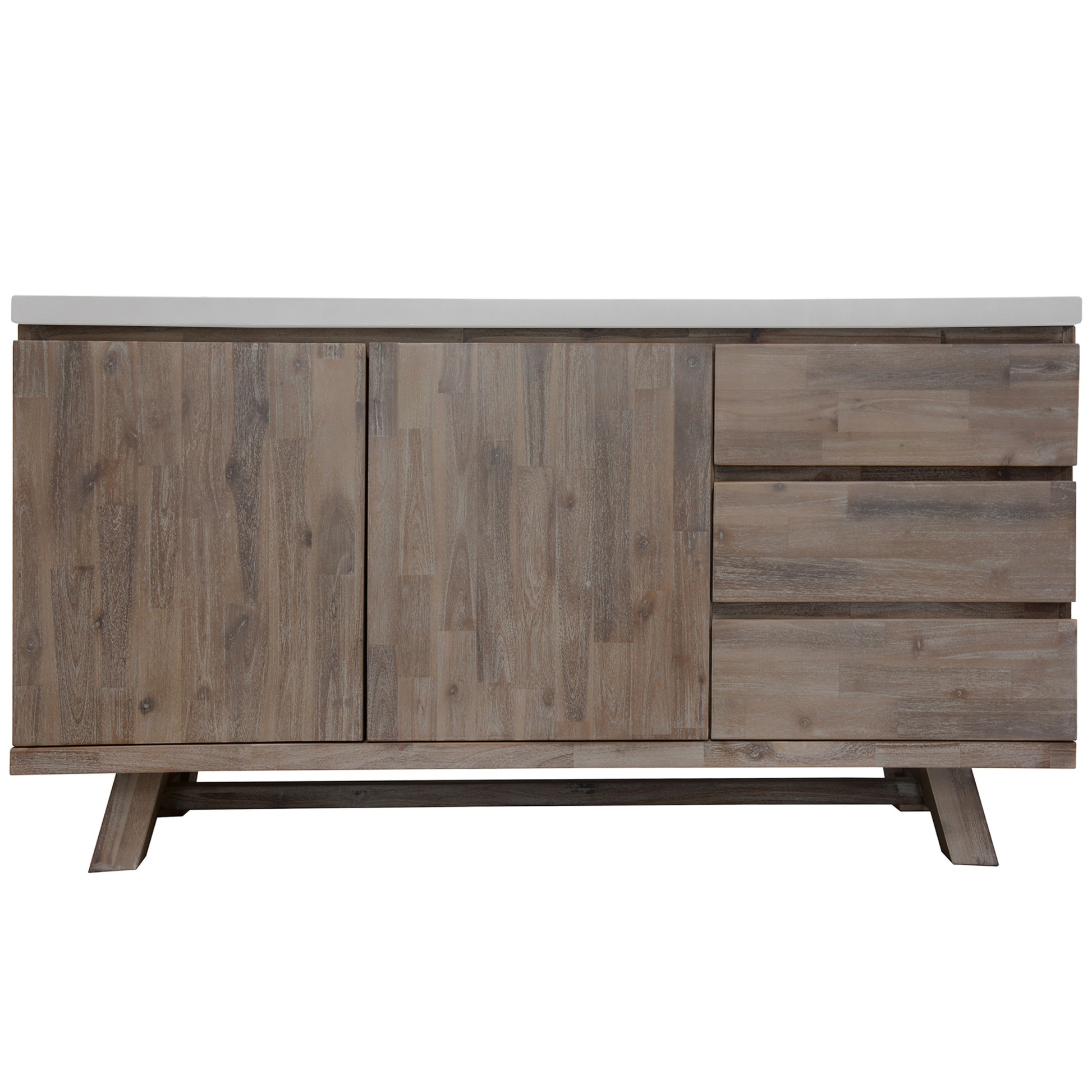 Stony 160cm Acacia Timber Buffet with Concrete Top - White - Cosy Abode