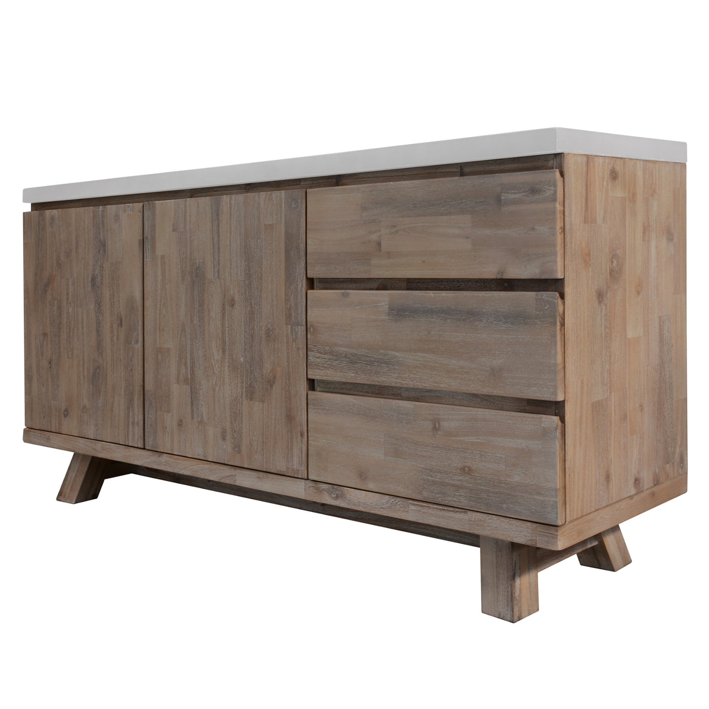 Stony 160cm Acacia Timber Buffet with Concrete Top - White - Cosy Abode