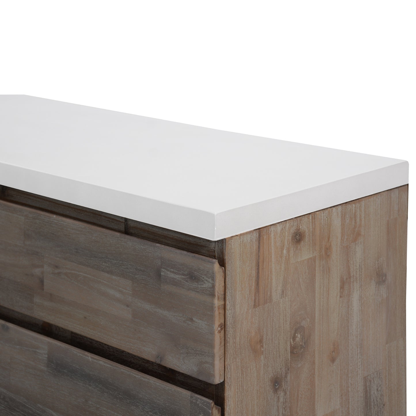 Stony 160cm Acacia Timber Buffet with Concrete Top - White - Cosy Abode