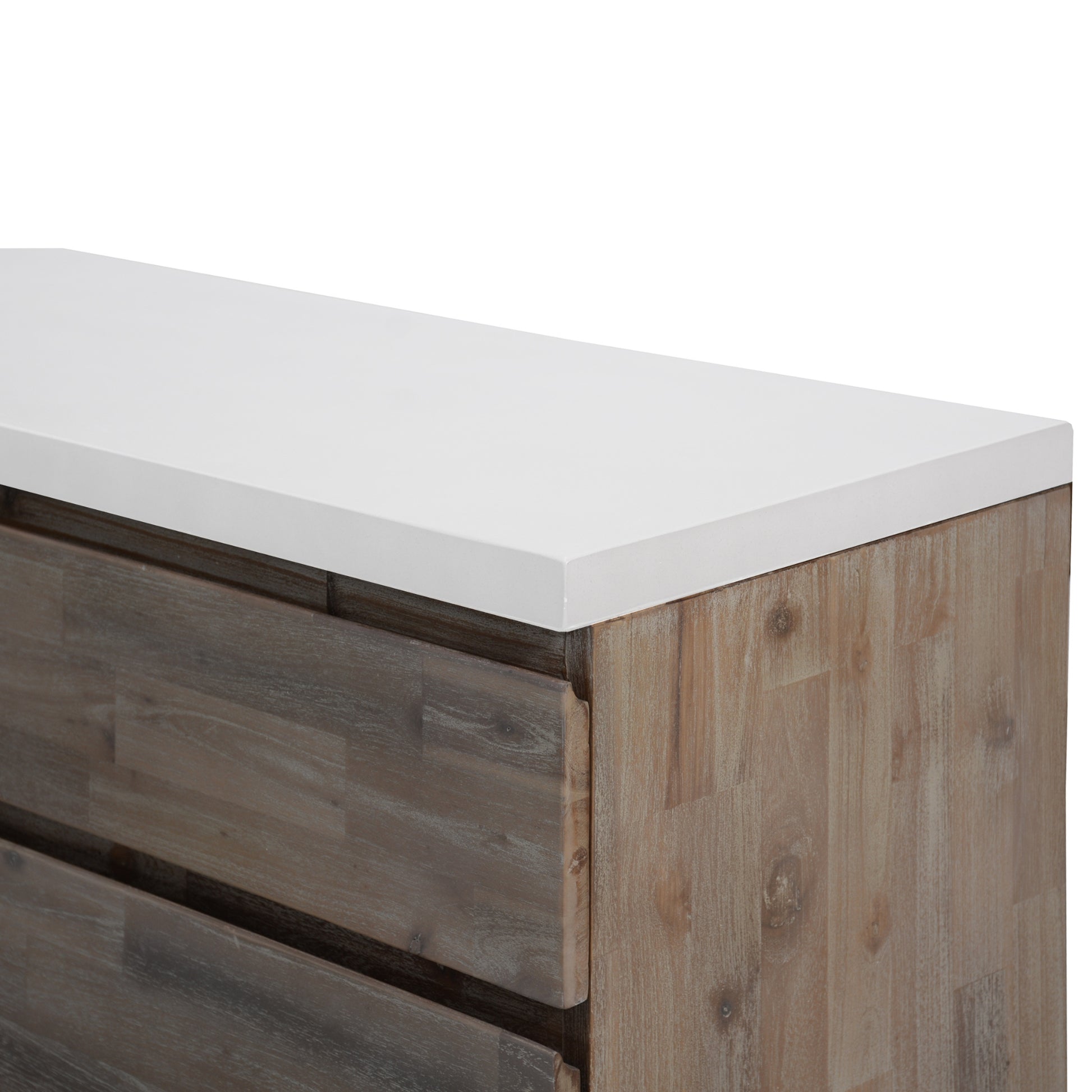 Stony 160cm Acacia Timber Buffet with Concrete Top - White - Cosy Abode