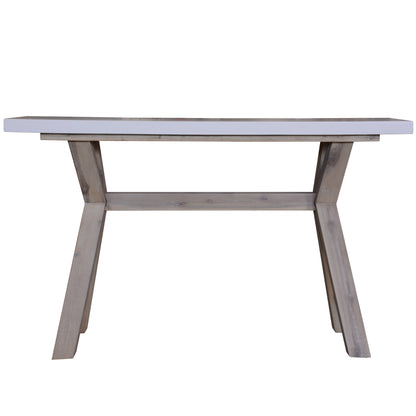 Stony 130cm Hall Entrance Console Table with Concrete Top - White - Cosy Abode