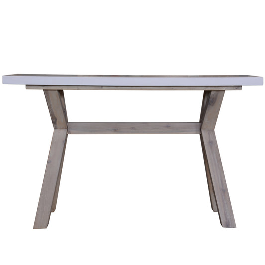 Stony 130cm Hall Entrance Console Table with Concrete Top - White - Cosy Abode