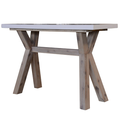 Stony 130cm Hall Entrance Console Table with Concrete Top - White - Cosy Abode