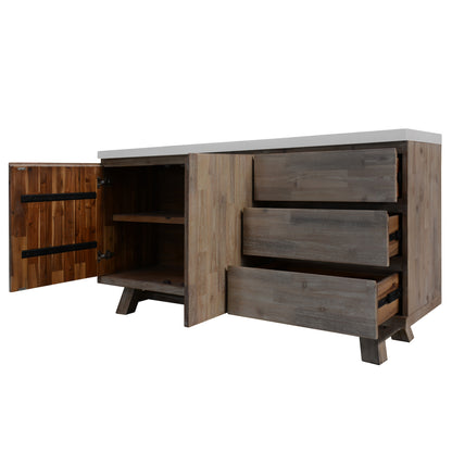 Stony 160cm Acacia Timber Buffet with Concrete Top - Grey - Cosy Abode