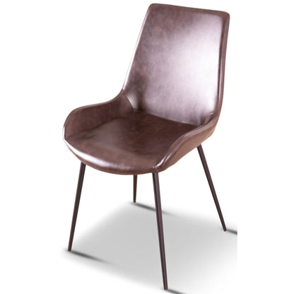 Brando  Set of 2 PU Leather Upholstered Dining Chair Metal Leg - Brown - Cosy Abode