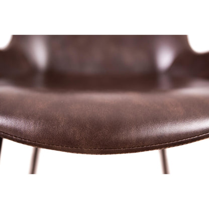 Brando  Set of 2 PU Leather Upholstered Dining Chair Metal Leg - Brown - Cosy Abode