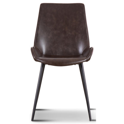 Brando  Set of 4 PU Leather Upholstered Dining Chair Metal Leg - Brown - Cosy Abode