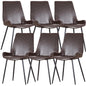 Brando  Set of 6 PU Leather Upholstered Dining Chair Metal Leg - Brown - Cosy Abode