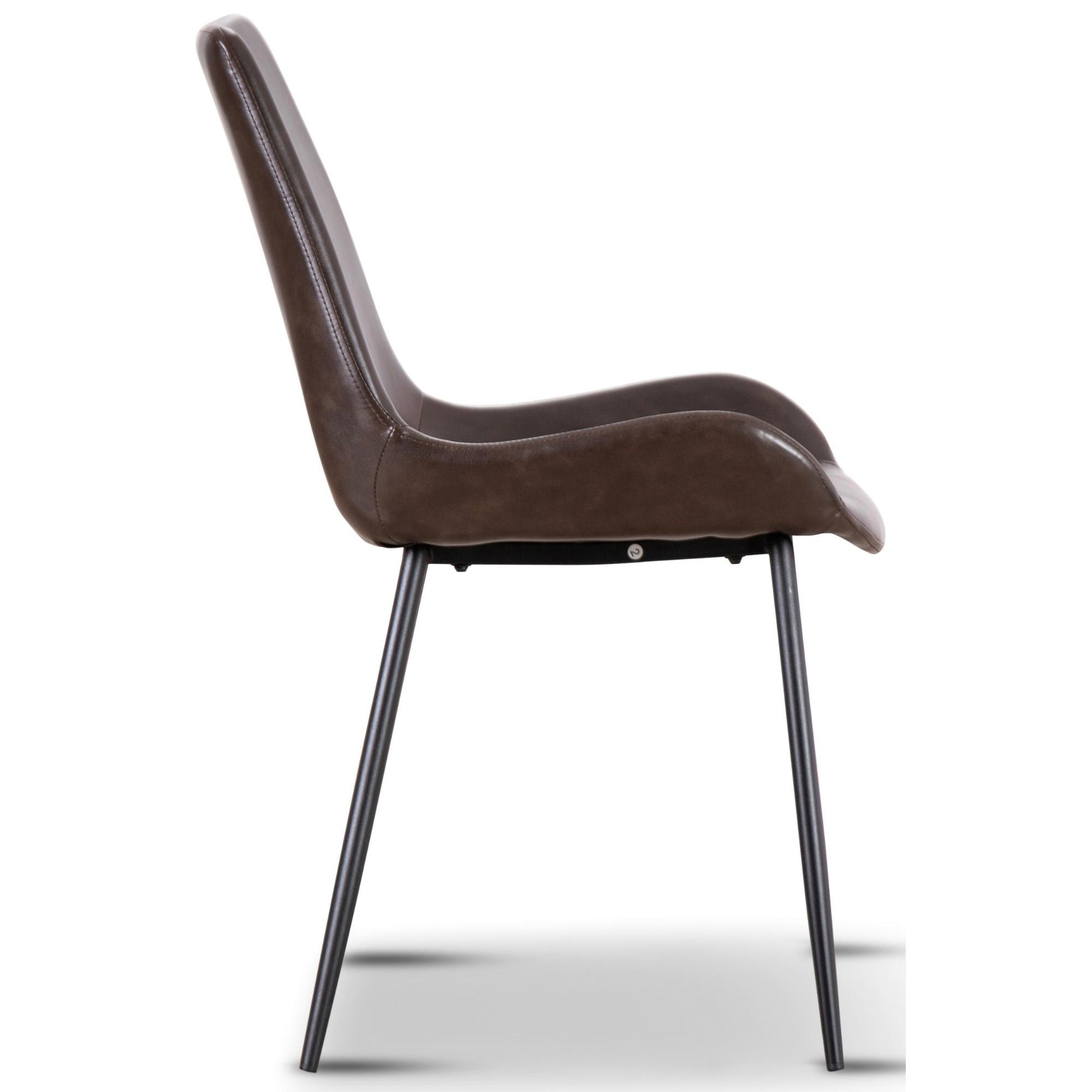 Brando  Set of 6 PU Leather Upholstered Dining Chair Metal Leg - Brown - Cosy Abode