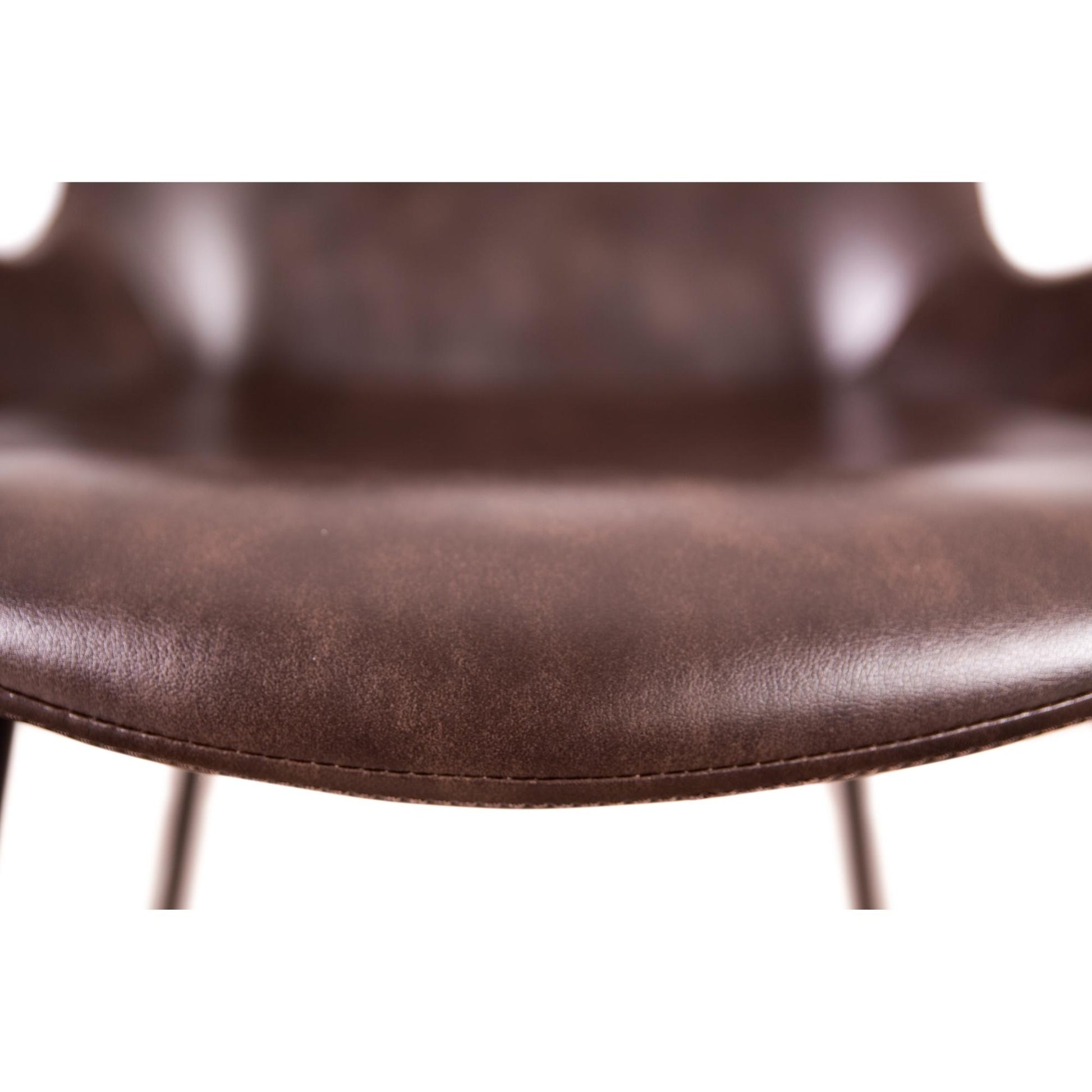 Brando  Set of 6 PU Leather Upholstered Dining Chair Metal Leg - Brown - Cosy Abode