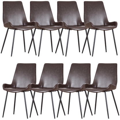 Brando  Set of 8 PU Leather Upholstered Dining Chair Metal Leg - Brown - Cosy Abode