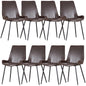 Brando  Set of 8 PU Leather Upholstered Dining Chair Metal Leg - Brown - Cosy Abode