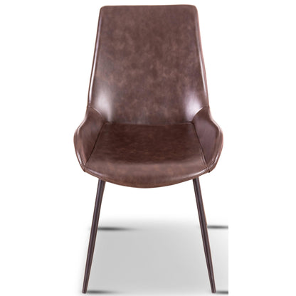 Brando  Set of 8 PU Leather Upholstered Dining Chair Metal Leg - Brown - Cosy Abode