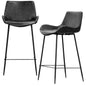 Brando  Set of 2 PU Leather Upholstered Bar Chair Metal Leg Stool Vintage Grey - Cosy Abode
