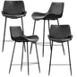 Brando  Set of 4 PU Leather Upholstered Bar Chair Metal Leg Stool Vintage Grey - Cosy Abode