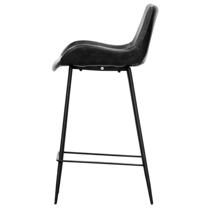 Brando  Set of 4 PU Leather Upholstered Bar Chair Metal Leg Stool Vintage Grey - Cosy Abode