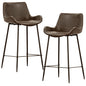Brando  Set of 2 PU Leather Upholstered Bar Chair Metal Leg Stool - Brown - Cosy Abode