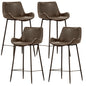 Brando  Set of 4 PU Leather Upholstered Bar Chair Metal Leg Stool - Brown - Cosy Abode