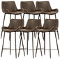 Brando  Set of 6 PU Leather Upholstered Bar Chair Metal Leg Stool - Brown - Cosy Abode